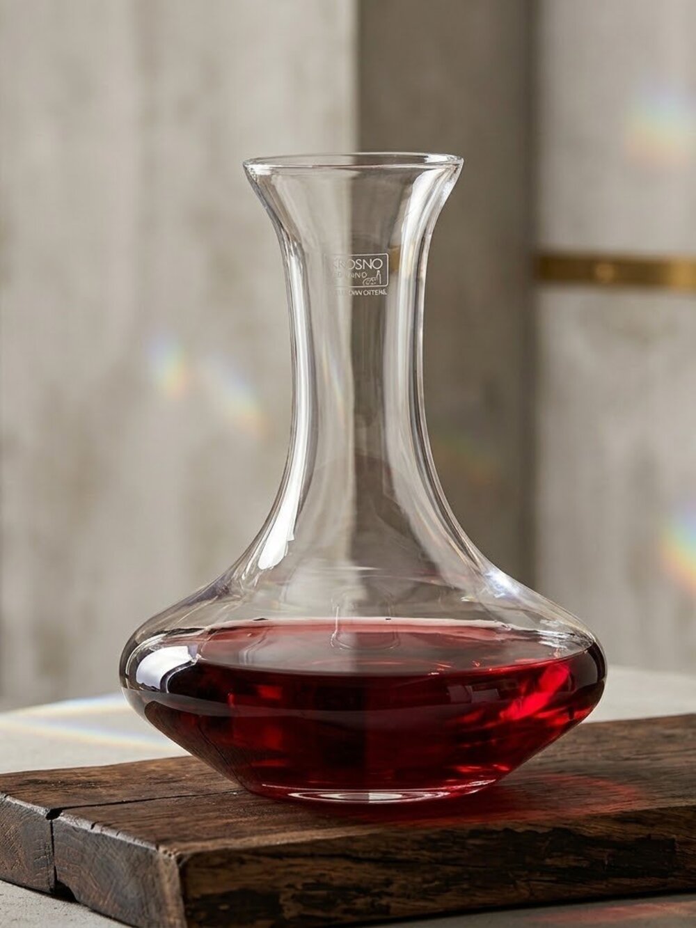 VTG Krosno Poland Hand Blown Glass Wine Decanter Wide Bottom Ships Carafe